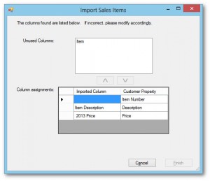 Import sales items